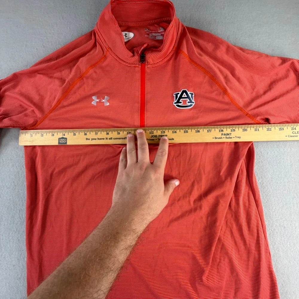 Under Armour Auburn Tigers Mens Large Orange Striped Quarter Zip Pullover Jacket